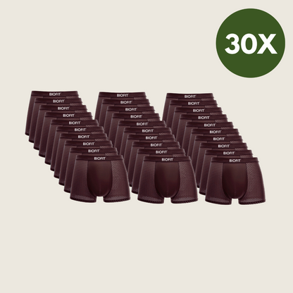 BIOFIT® Bóxers de bambú, paquete de 30, color rojo