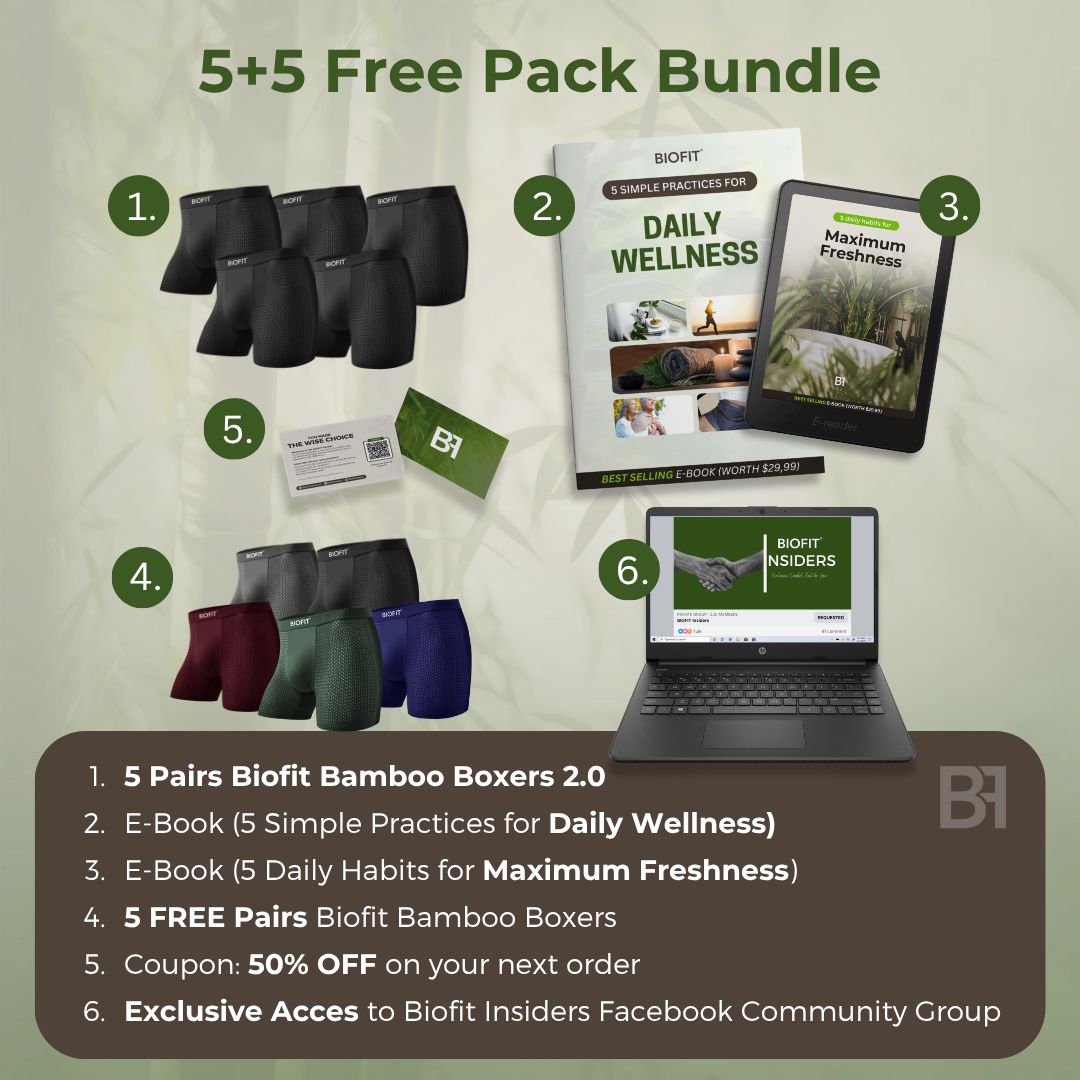 BIOFIT® Bamboo Boxers 5-pack Flerfärgad | + 5 GRATIS