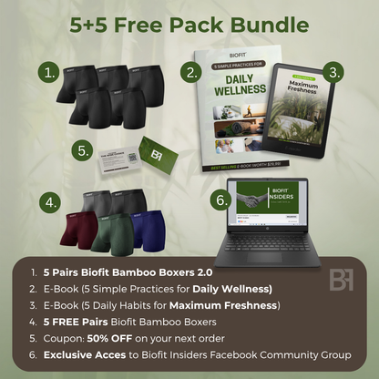 BIOFIT® Bamboo Boxers 5-pack Flerfärgad | + 5 GRATIS