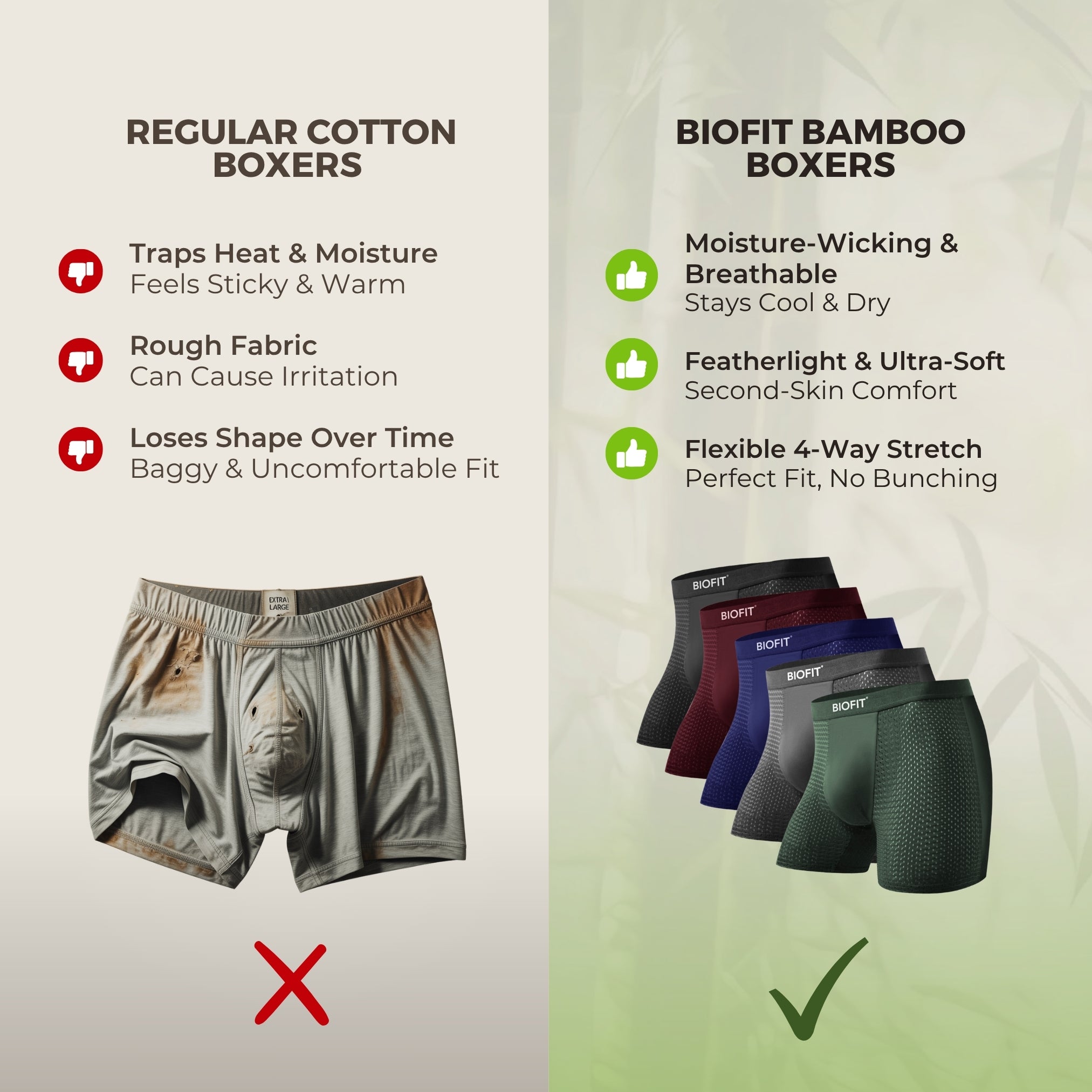 BIOFIT® Bamboo Boxers 5-pack Flerfärgad | + 5 GRATIS